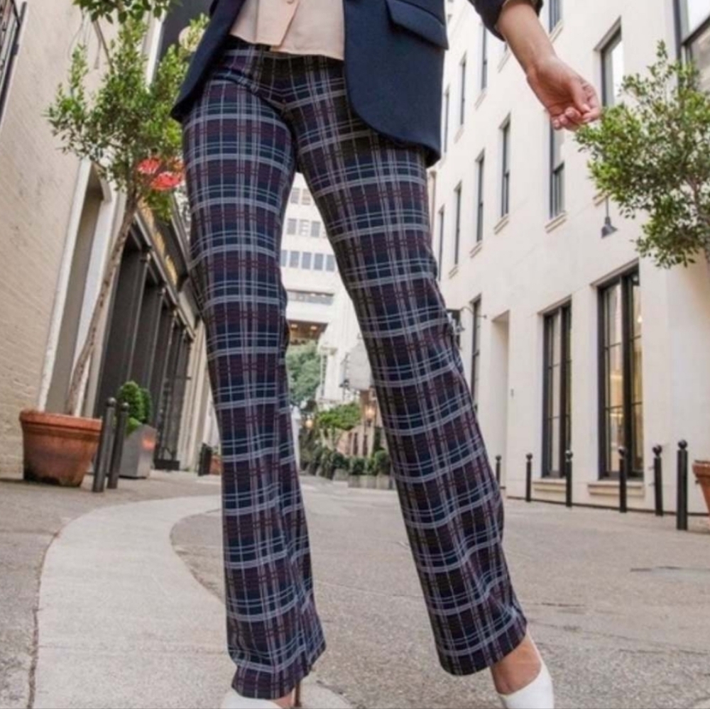 Betabrand yoga dress pants plaid Large